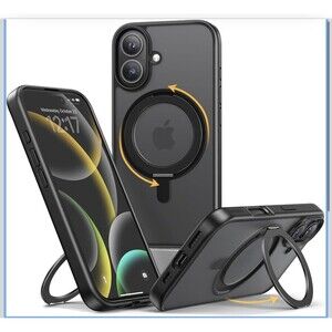 iPhone 16 Case with 360° Spin iPhone 16 6.1 inch Carbon Fiber Black Shockproof
